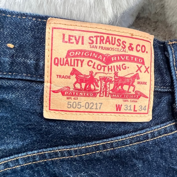 LEVIS VINTAGE CLOTHING- 505-0217 *31x 34- pls read below- rare RED LINE BIG E. - Picture 8 of 16